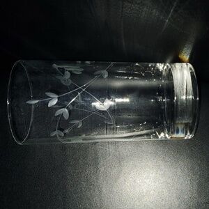 Vintage (5) floral etch etched clear glass highball tumbler glasses barw…